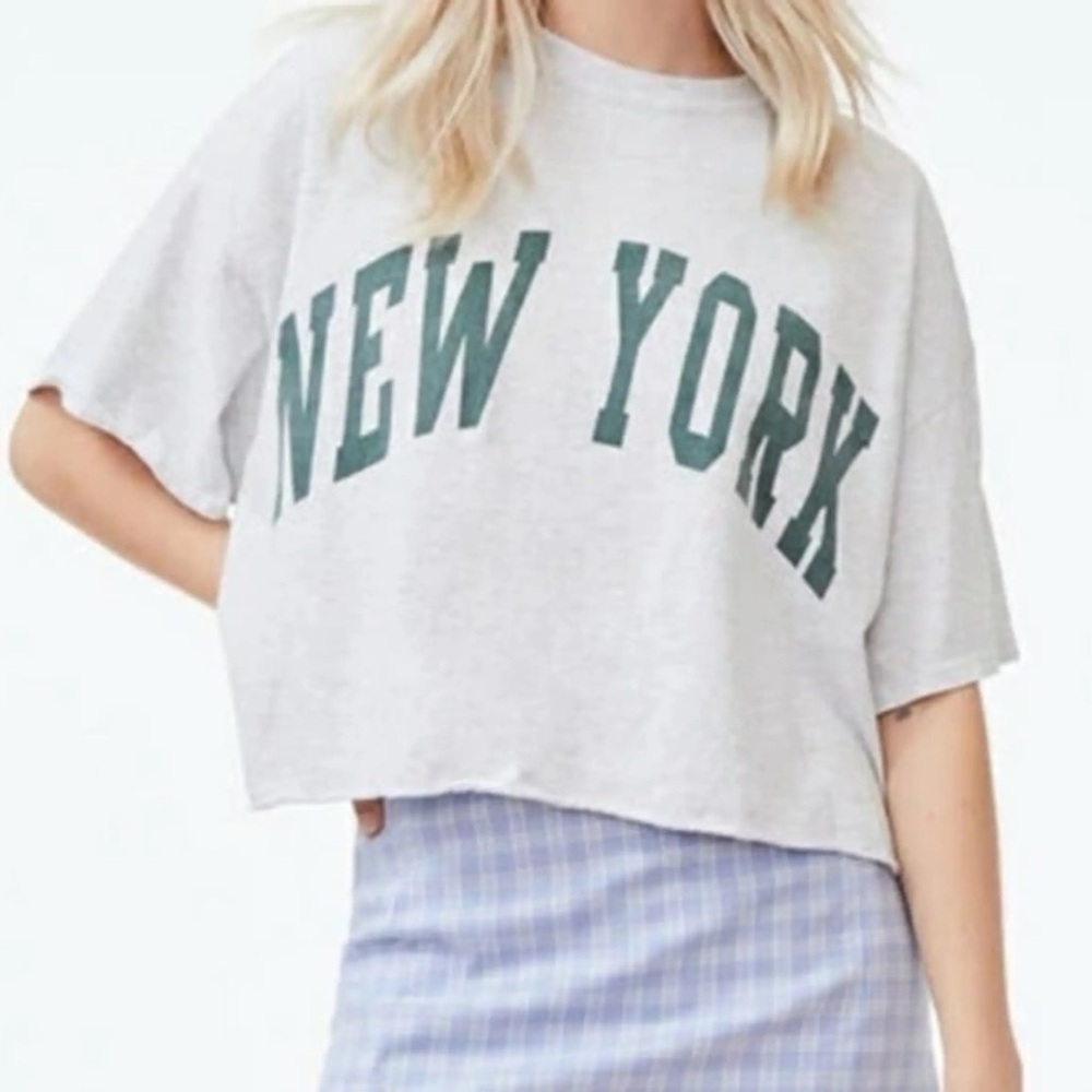 Brandy Melville Gray 'New York' Tee